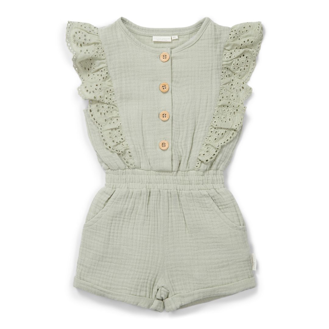 Little Dutch ärmelloser Baby-Jumpsuit Grass Green aus Bio-Baumwolle