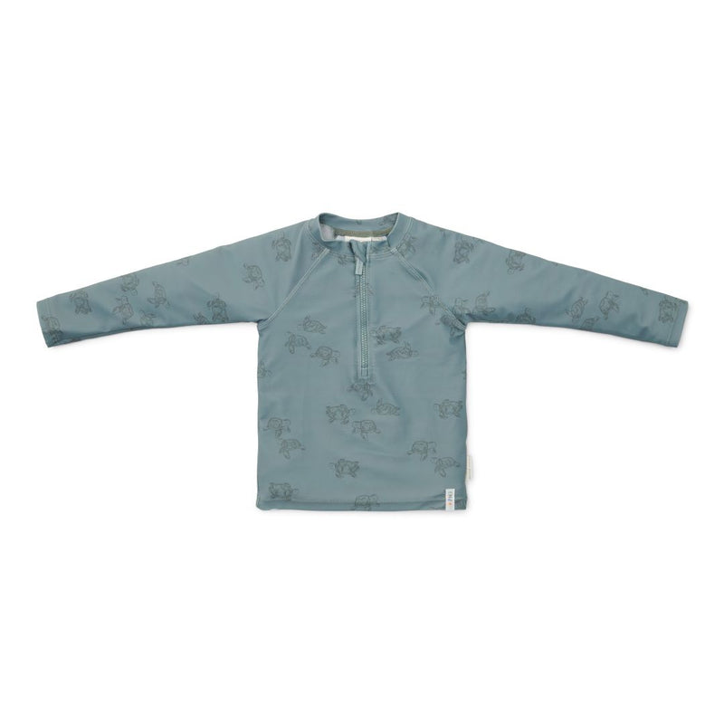 Bade-T-Shirt Turtle Island langarm von Little Dutch – olivgrünes Kinder-Schwimmshirt mit Schildkrötenmotiv