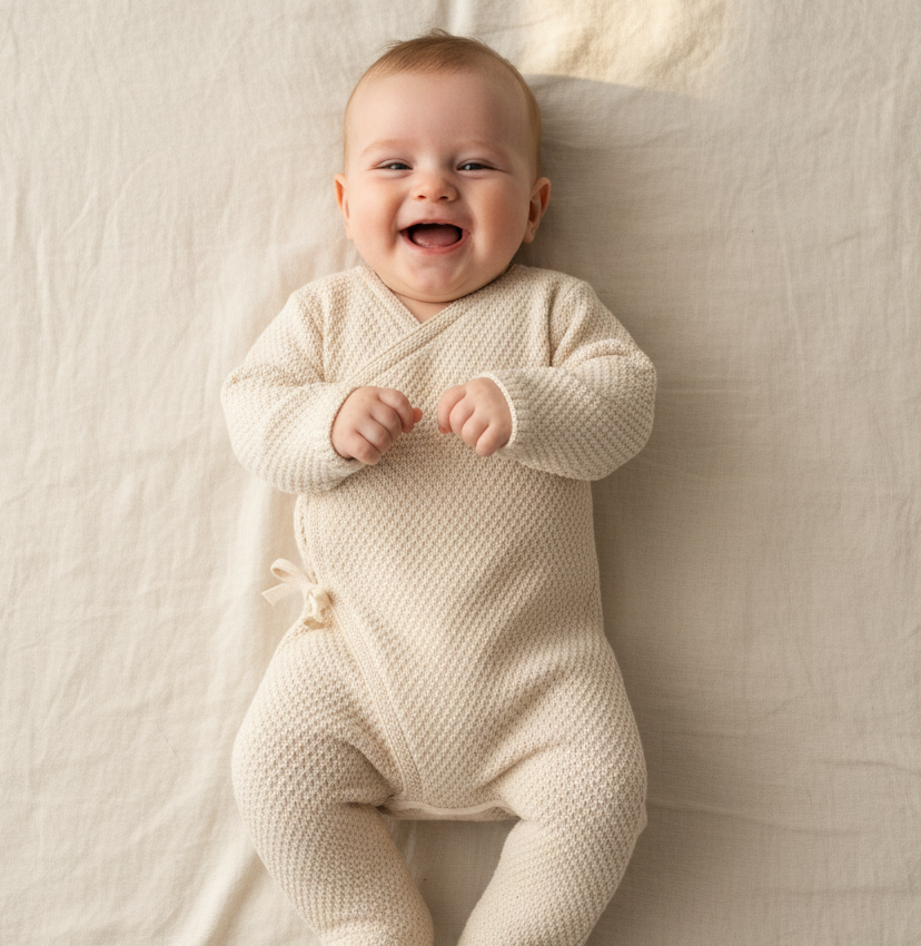 Little Dutch Wickel-Strampler gestrickt in Sand