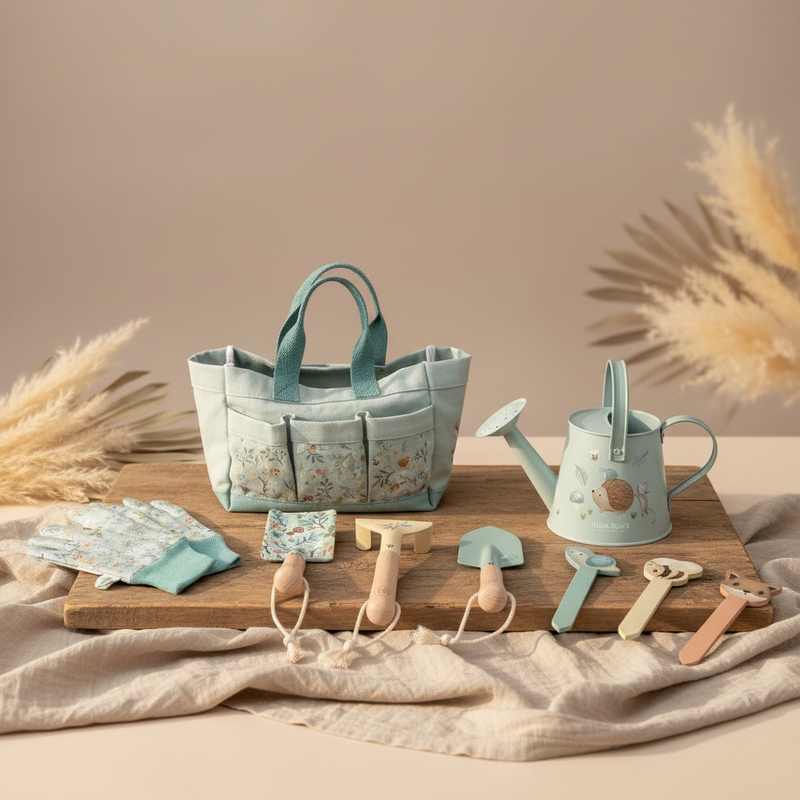 Forest Friends Garten-Geschenkset 10-teilig mit Tasche, Gießkanne, Werkzeugen und Handschuhen