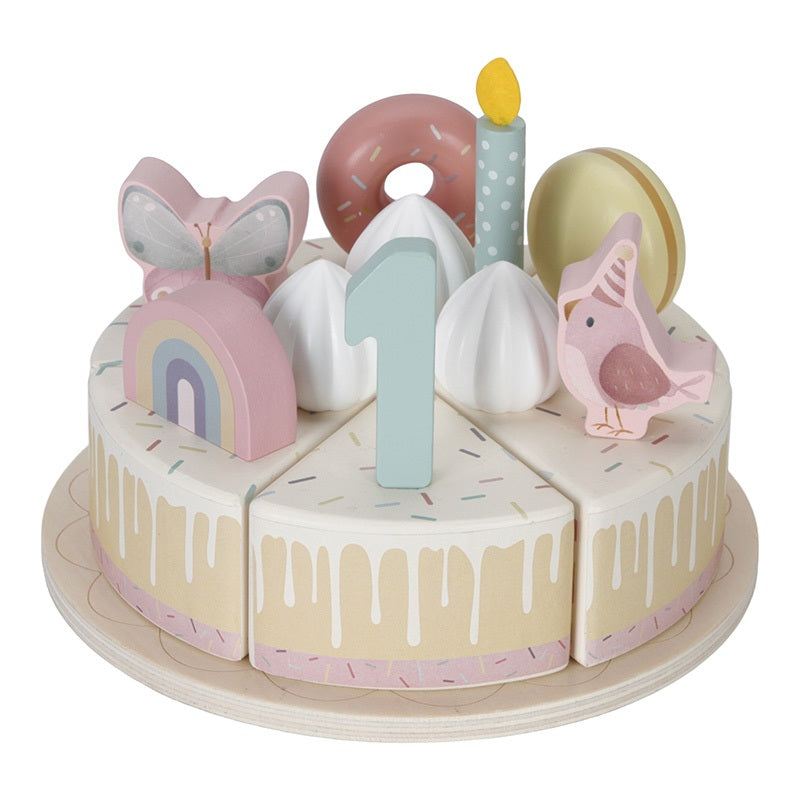 Little Dutch Geburtstagskuchen Pink mit Tortenstücken und Dekoration