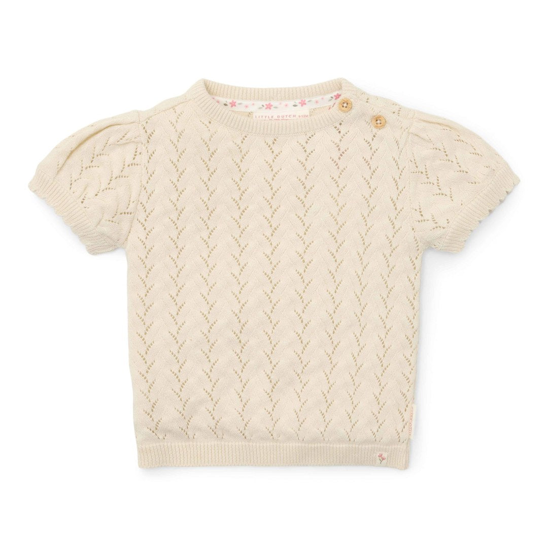 Little Dutch Strickpullover kurzarm Creme – Detailansicht
