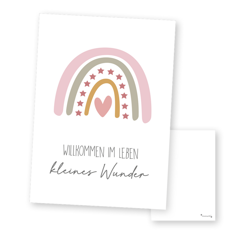 Grußkarte Kleines Wunder in Rosa zur Geburt im DIN-A6-Postkartenformat