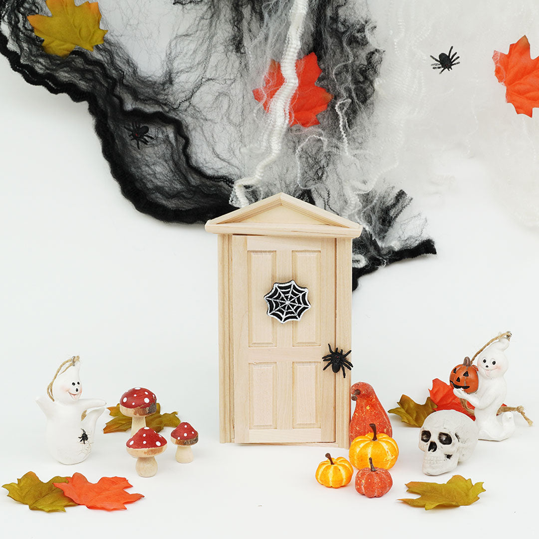 Wichtel Halloween-Dekoset von HobbyFun mit Gespenstern, Totenkopf und Spinne
