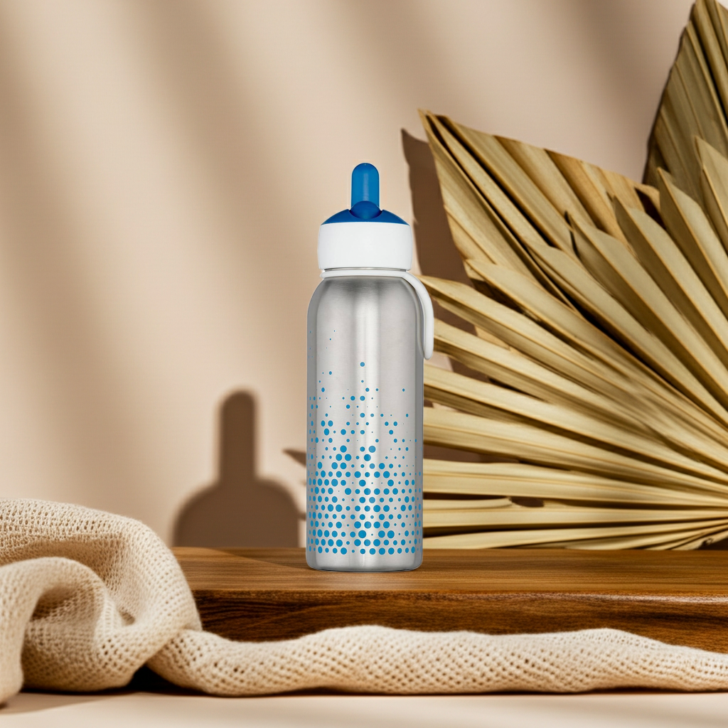 Mepal Campus Isolierflasche Blau mit Flip-up-Trinksystem und Trinkhalm