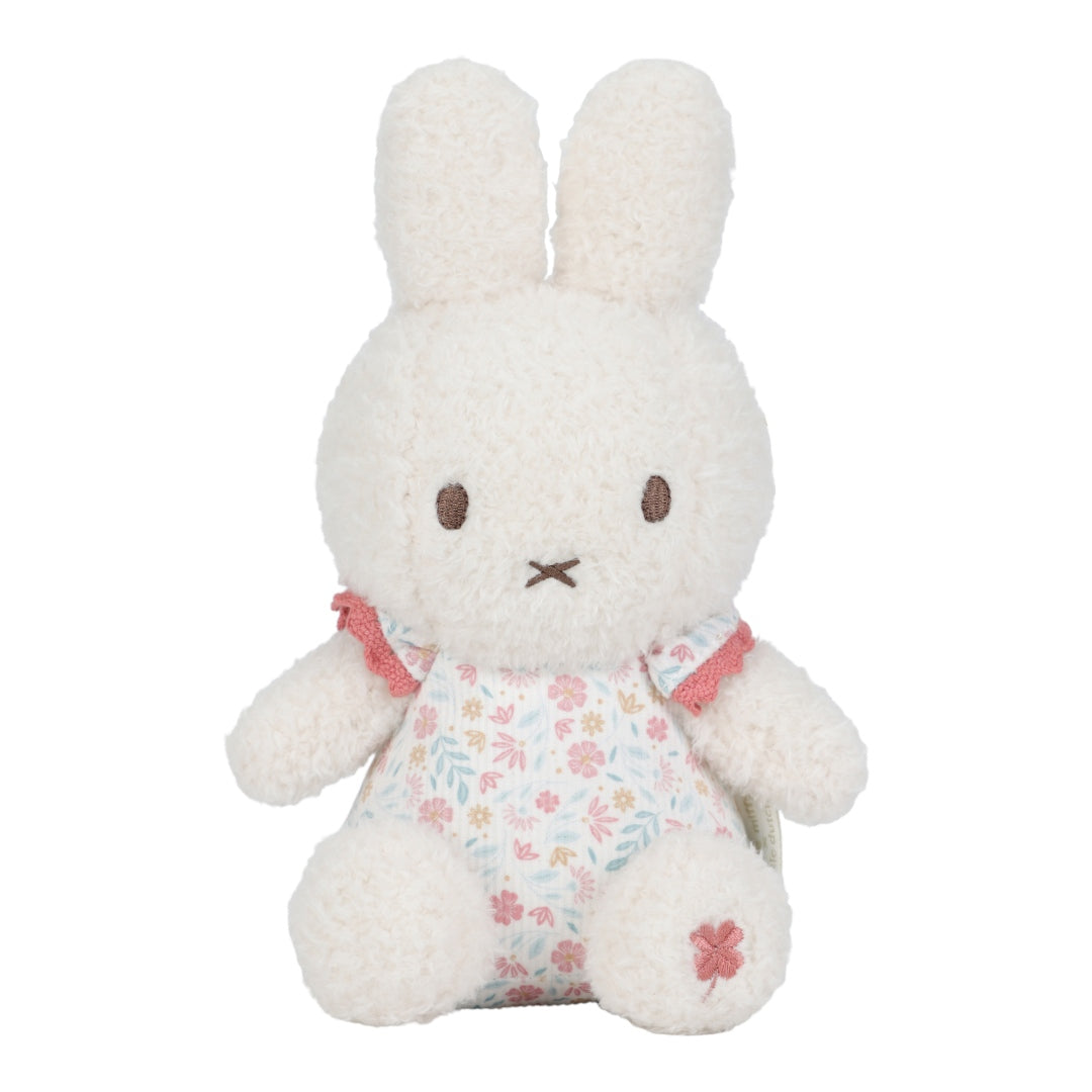 Miffy Kuscheltier Hase Lucky Blossom 20 cm – weicher rosa Plüschhase mit zartem Blumenmuster für Babys ab Geburt