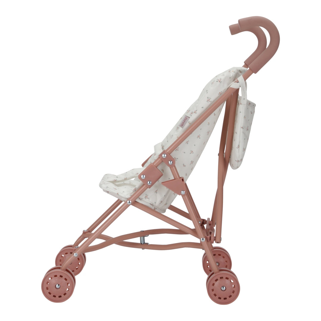 Little Dutch Puppenbuggy aus Metall in Rosa und Weiß – klappbarer Puppenwagen mit Tasche und Sicherheitsgurt für Kinder ab 3 Jahren