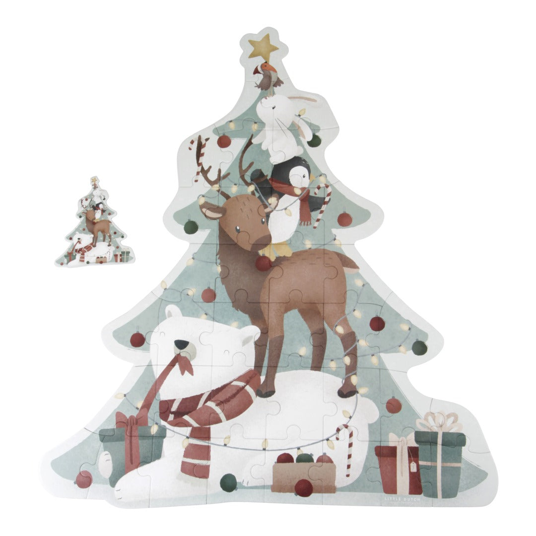 Little Dutch Weihnachtspuzzle XL LD4869 – 35 große Puzzleteile aus Karton
