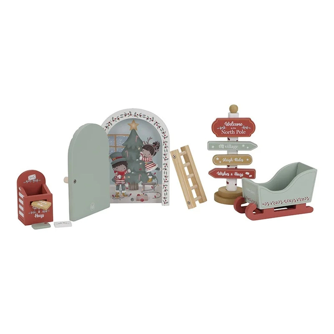 Little Dutch Wichteltür mit Briefkasten, Mini-Schlitten und Weihnachtszubehör