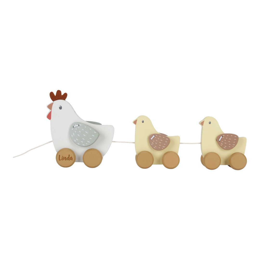 Little Dutch Nachziehtier Huhn aus Holz – optional mit Lasergravur personalisiert