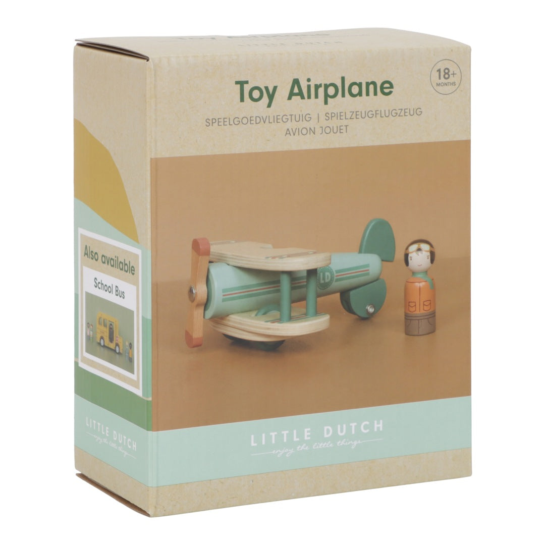 Little Dutch Holzflugzeug – weitere Produktansicht des mehrfarbigen Rollenspielzeugs für Kinder ab 3 Jahren