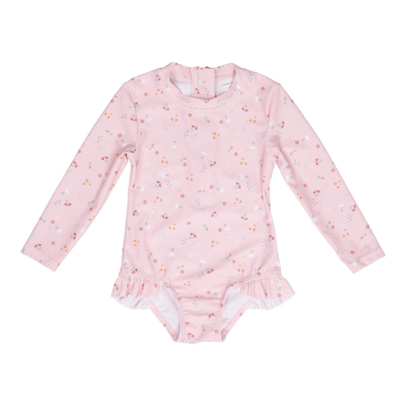 Langarm-Badeanzug Little Pink Flowers Größe 62/68