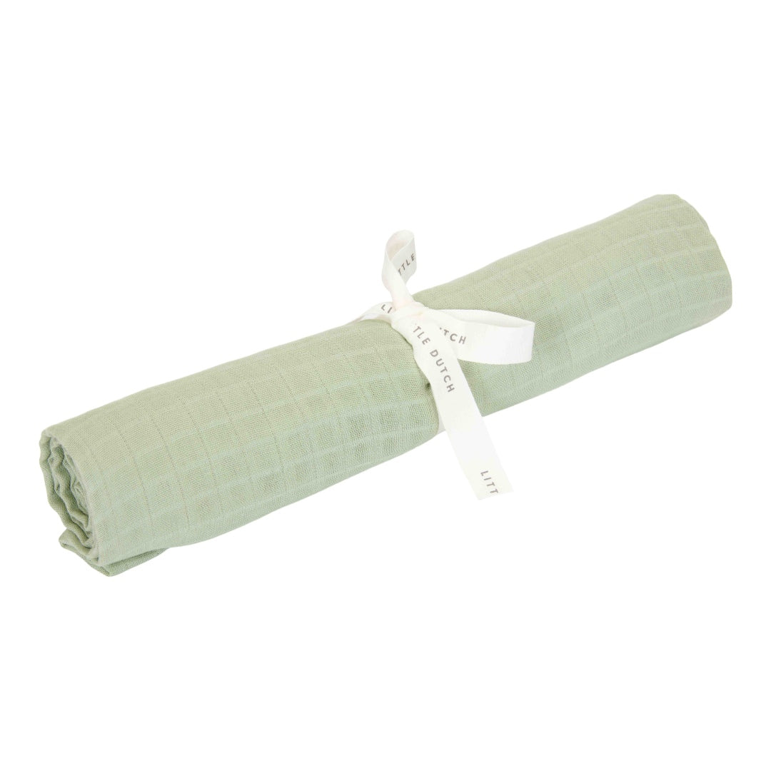 Little Dutch Swaddle in Salbeigrün 120 × 120 cm – großes Musselintuch für Babys