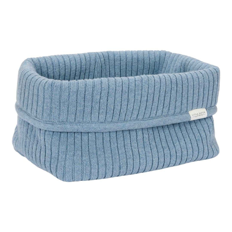 Little Dutch Pflegekörbchen Pure Denim Blue groß 25 × 15 × 15 cm aus Bio-Baumwolle