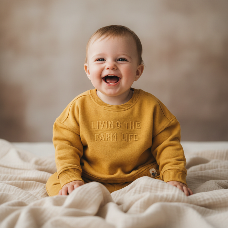 Little Dutch Pullover Mustard Yellow mit Stickerei für Babys und Kinder