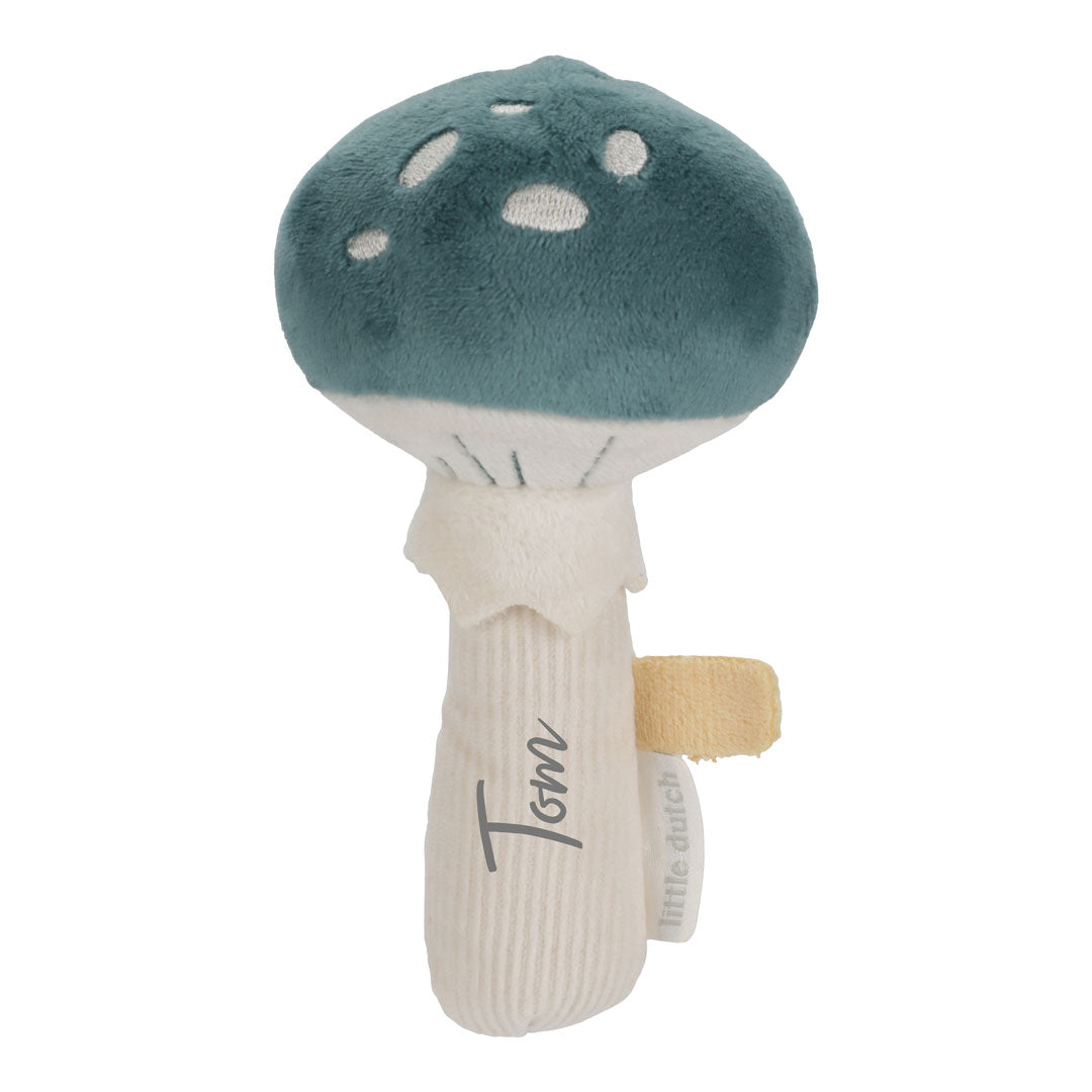 Personalisierbare Little Dutch Rassel Pilz Forest Friends mit Plott – weiches Babyspielzeug als persönliches Geschenk