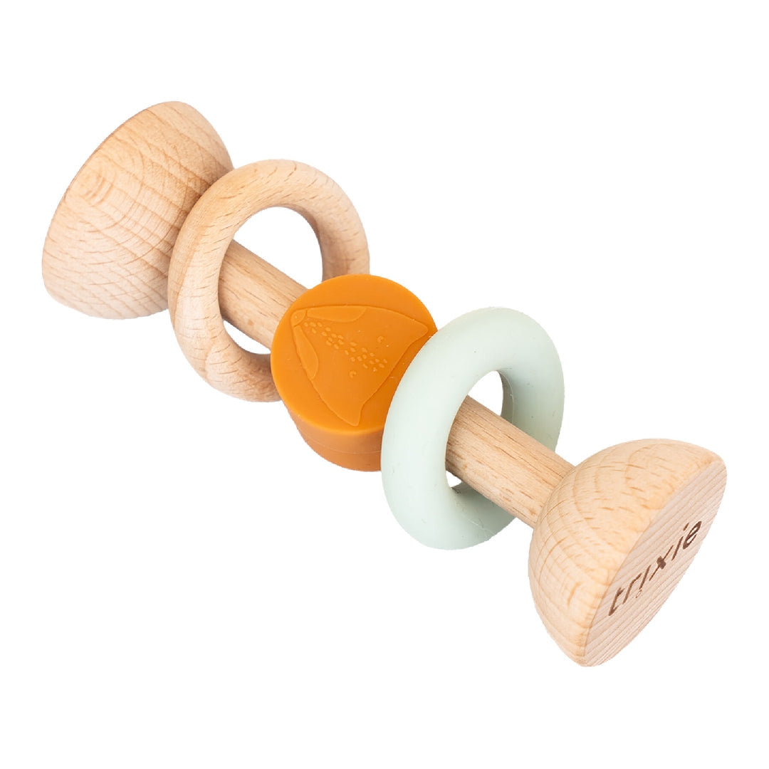 Trixie Baby-Rassel Herr Fuchs aus Holz und Silikon – Produktansicht