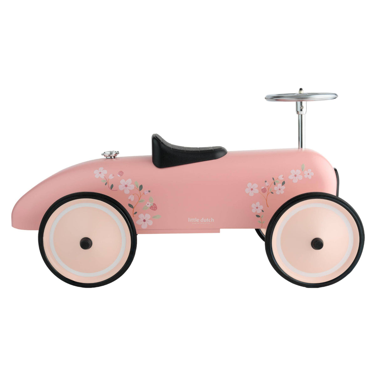 Rosa Little Dutch Retro Rutschauto – Metall-Laufauto mit Gummireifen und Kunststoffsitz für drinnen und draußen ab 2 Jahren