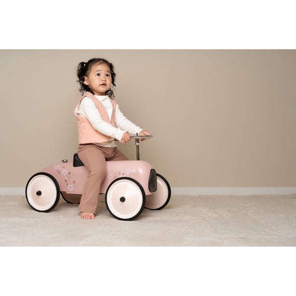 Little Dutch Retro Rutschauto Pink – rosa Metall-Laufauto im klassischen Rennwagen-Look für Kinder ab 24 Monaten