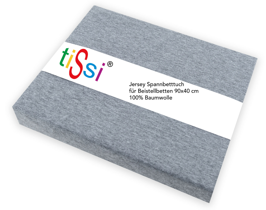 tiSsi Spannbettlaken Grau 90 × 40 cm für Beistellbett SOPHIE