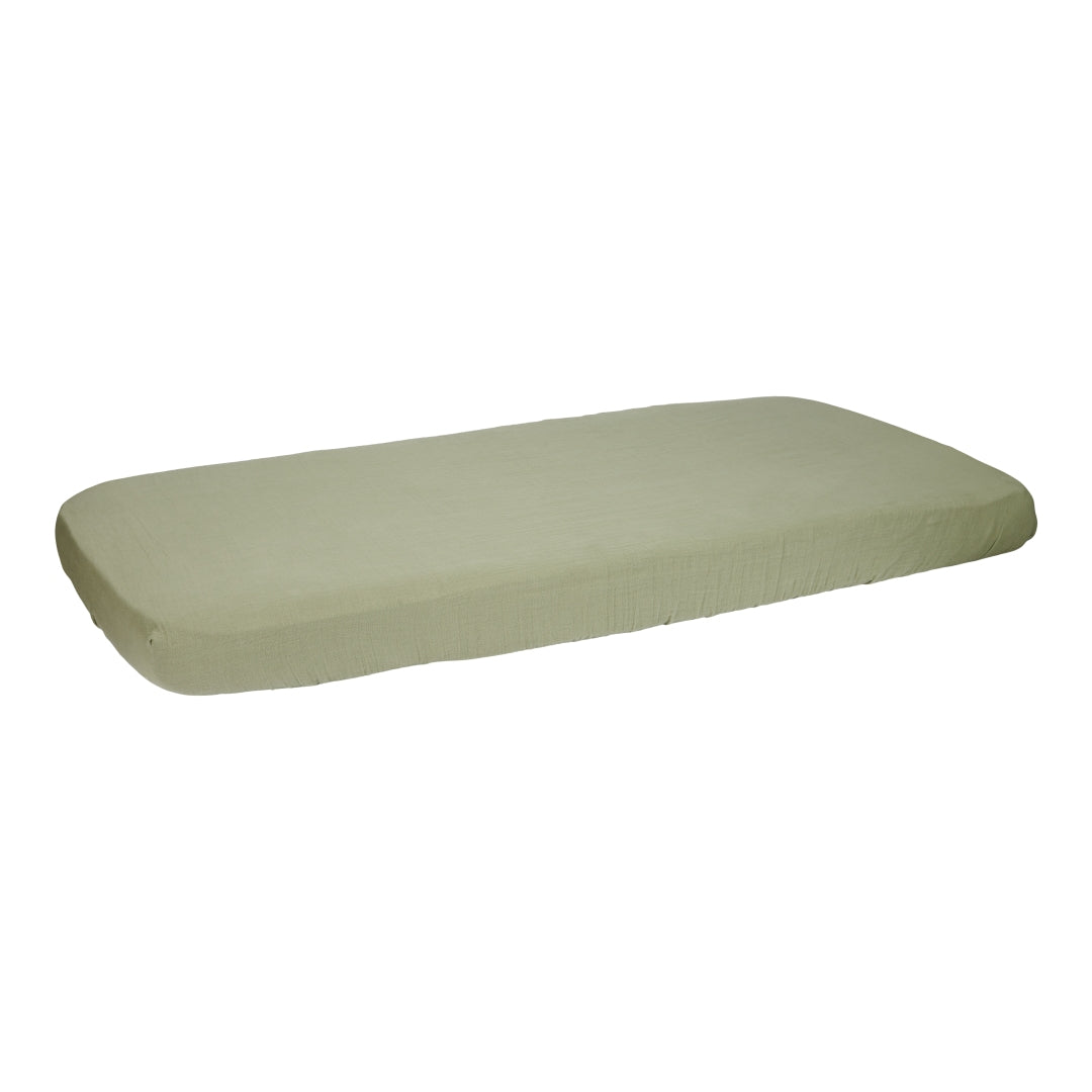 Little Dutch Musselin-Spannbettlaken Pure Olive 70 × 140/150 cm