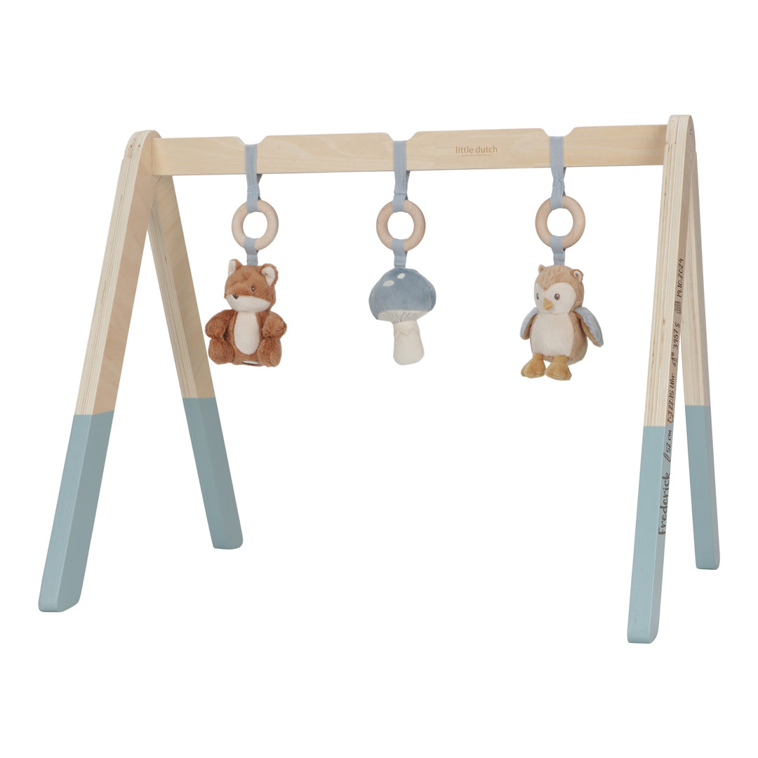 Personalisiertes Little Dutch Spieltrapez Forest Friends mit Name und Daten – Holz-Babygym mit Lasergravur als persönliches Babygeschenk