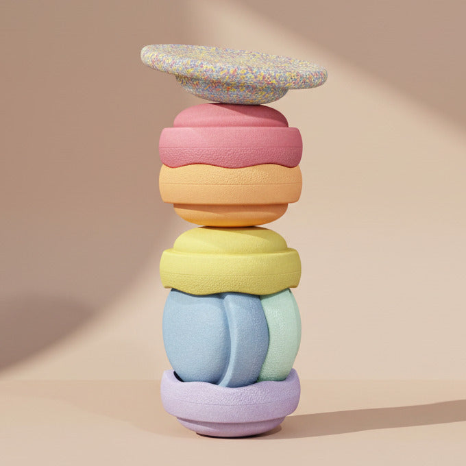 Stapelstein Rainbow Set Pastel mit Balance Board