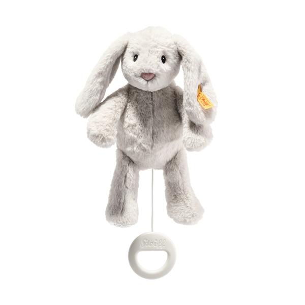 Muziekdoosje konijn Hoppie, lichtgrijs 26 cm | Steiff