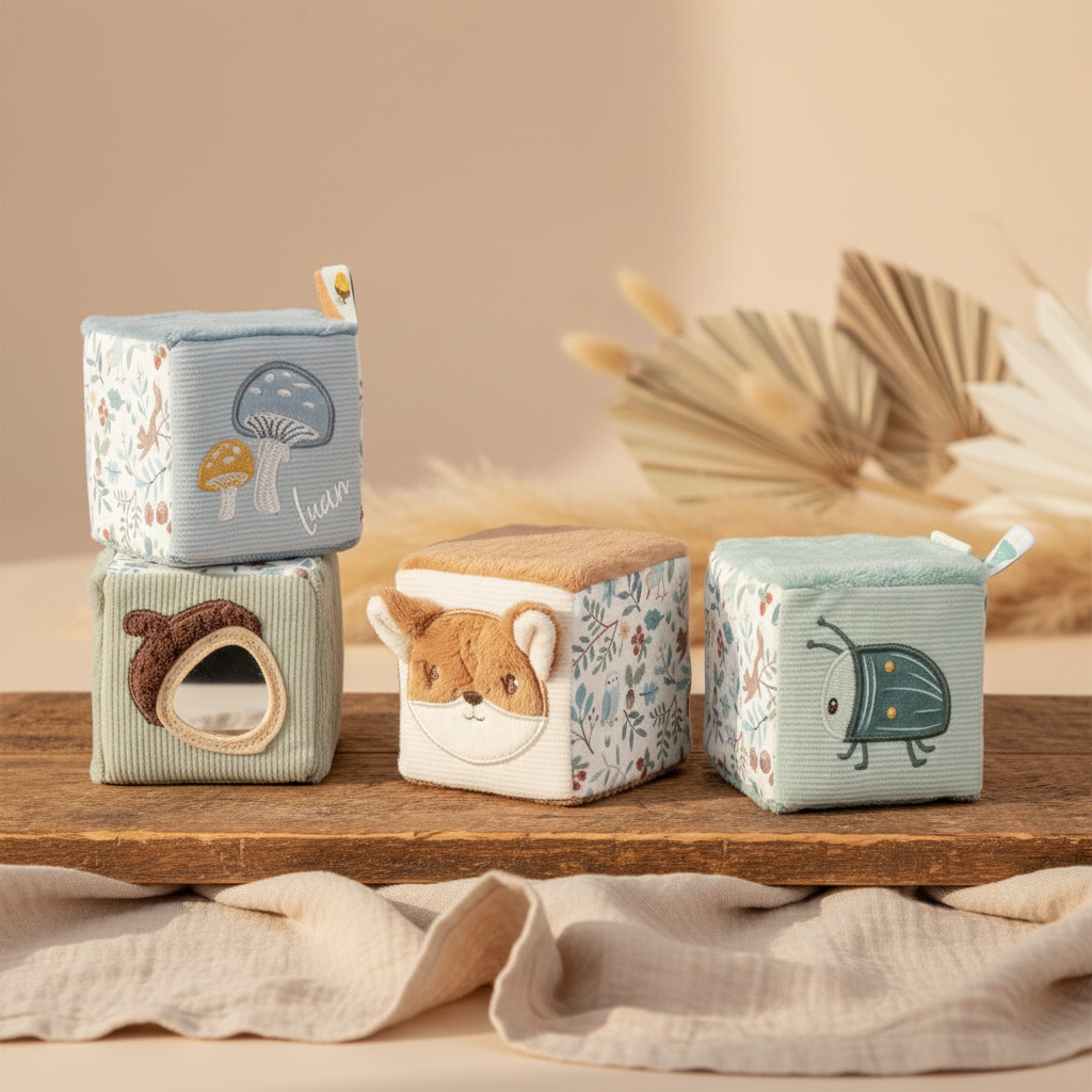 Little Dutch Stoffwürfel Set Forest Friends 4-teilig personalisierbar