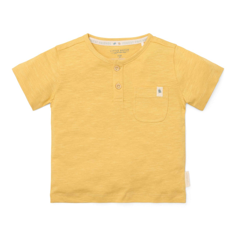 Gelbes Little Dutch Kurzarm-T-Shirt Forest Friends für Kinder