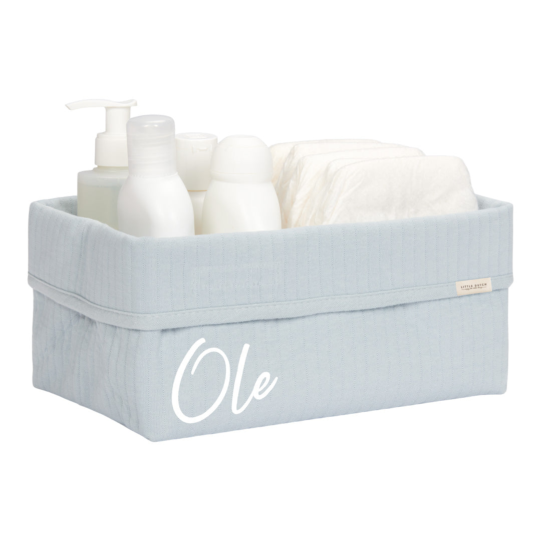 Little Dutch Pflegekörbchen Pure Soft Blue groß mit Namenspersonalisierung