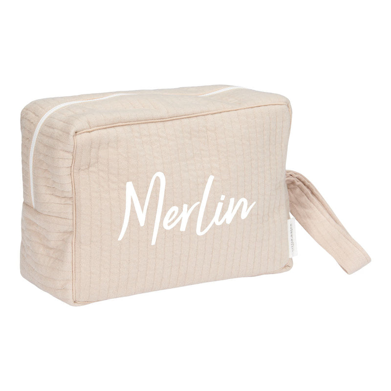 Little Dutch Pflegetasche Pure Beige groß mit drei Fächern – optional mit Name