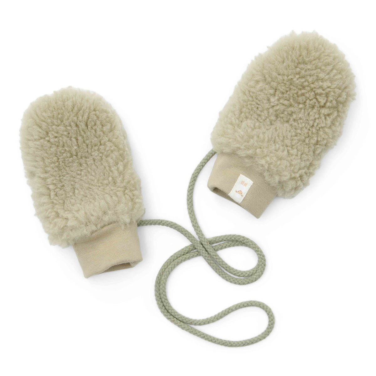Little Dutch Teddy-Fäustlinge Soft Green 0–3 Monate – weiche grüne Babyhandschuhe für Neugeborene und kleine Babys
