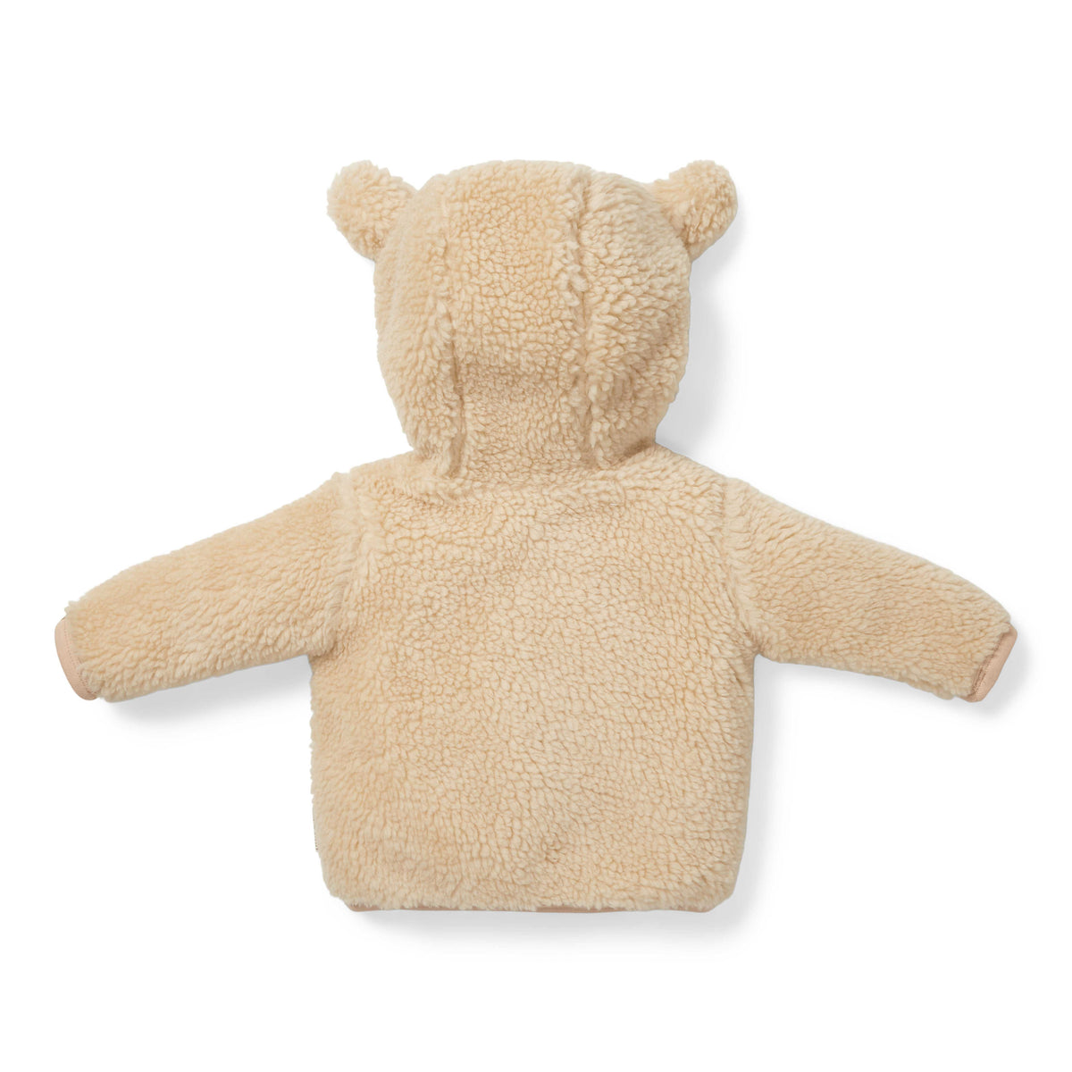 Sandfarbene Teddy-Jacke mit Hasenohren – weitere Ansicht