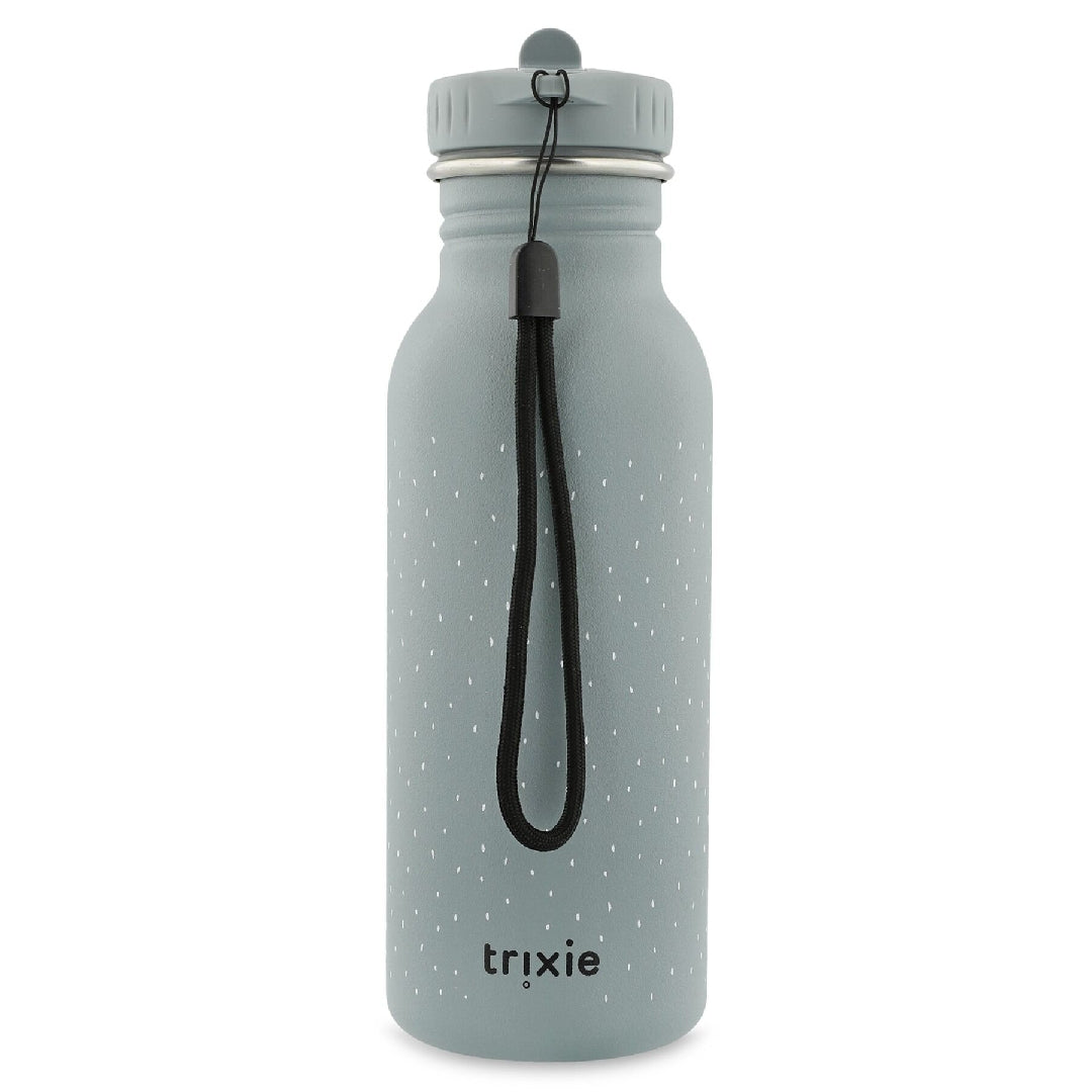 Trixie Herr Hai Trinkflasche 500 ml in Blau – stoßfeste Edelstahl-Kinderflasche mit Kordel für unterwegs