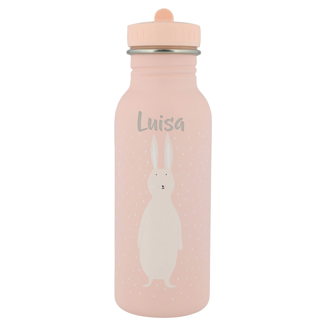 Rosa Trixie Kinder-Trinkflasche Frau Hase 500 ml aus Edelstahl – robuste Flasche mit Hasenmotiv für Kindergarten und Ausflüge