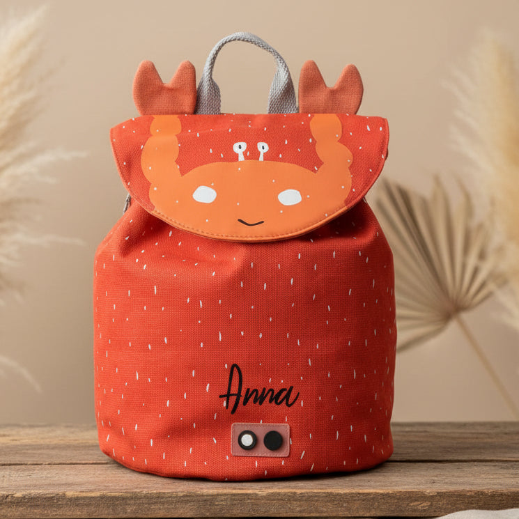 Trixie Mini-Rucksack Frau Krabbe in Rot – personalisierbar mit Namen