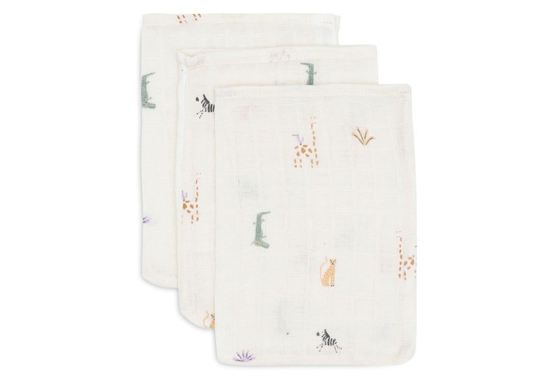 Jollein Waschlappen Jungle Jambo im 3er-Set 15 × 20 cm