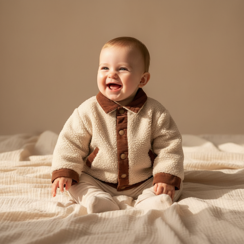 Wendejacke Brown Sand Little Farm von Little Dutch – reversible Kinderjacke