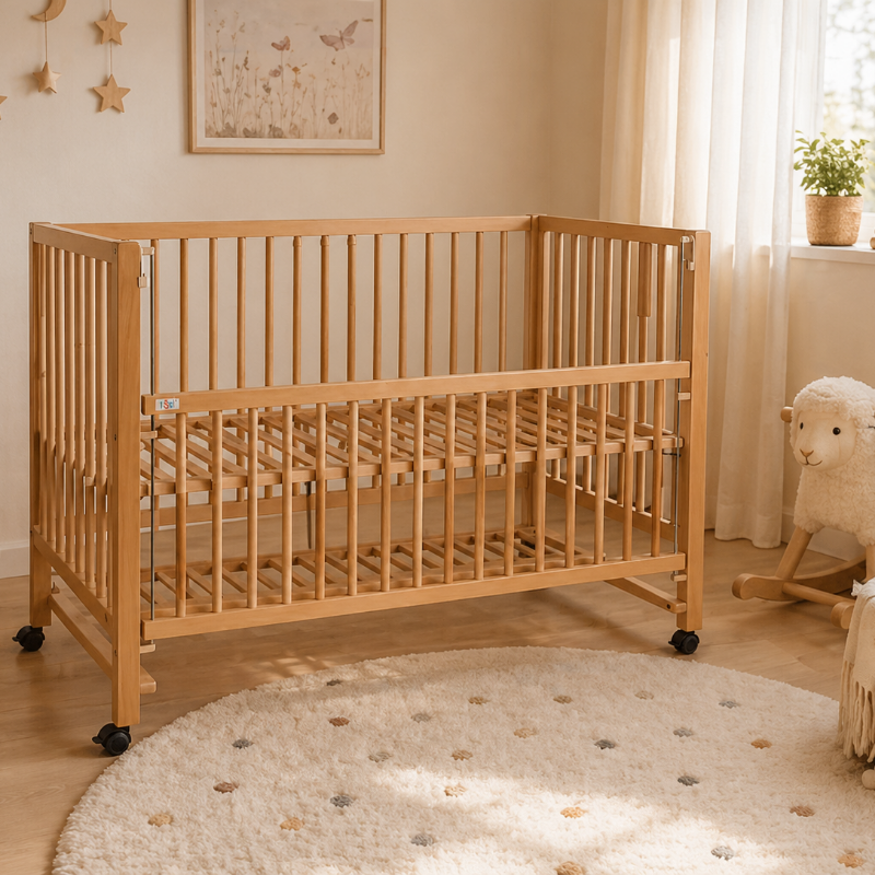 tiSsi HAJO Beistell- und Kinderbett Natur 60 × 120 cm im Kinderzimmer