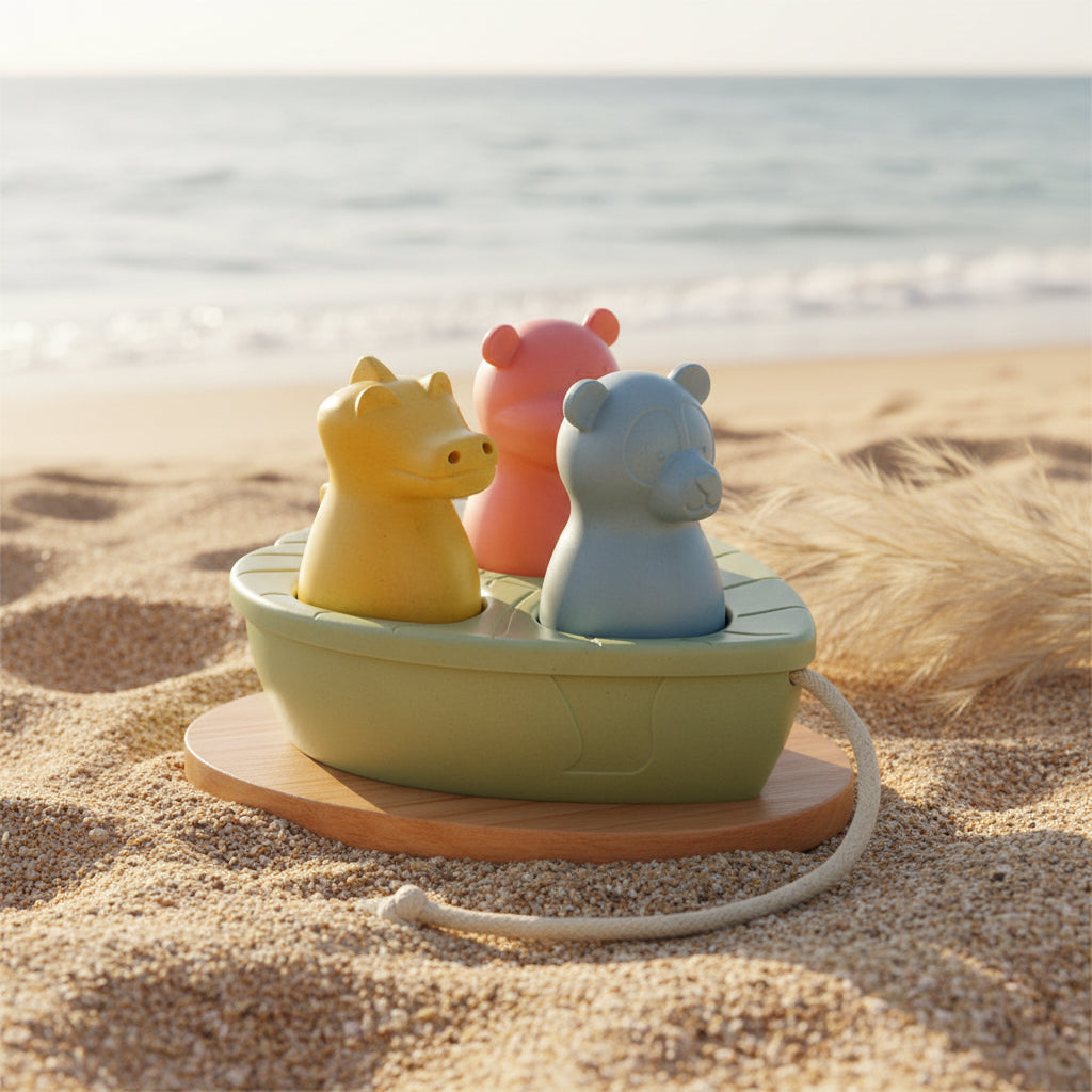 Lässig Water Friends Badespielzeug – 4-teiliges Set mit Boot und drei Tierfiguren