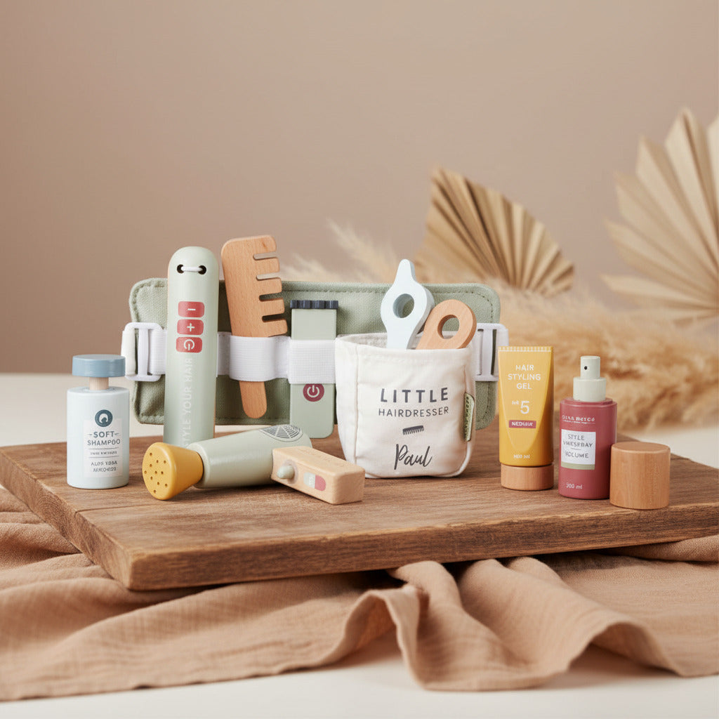 Little Dutch Friseur-Set aus Holz LD7066 mit Zubehör für Kinder-Rollenspiele