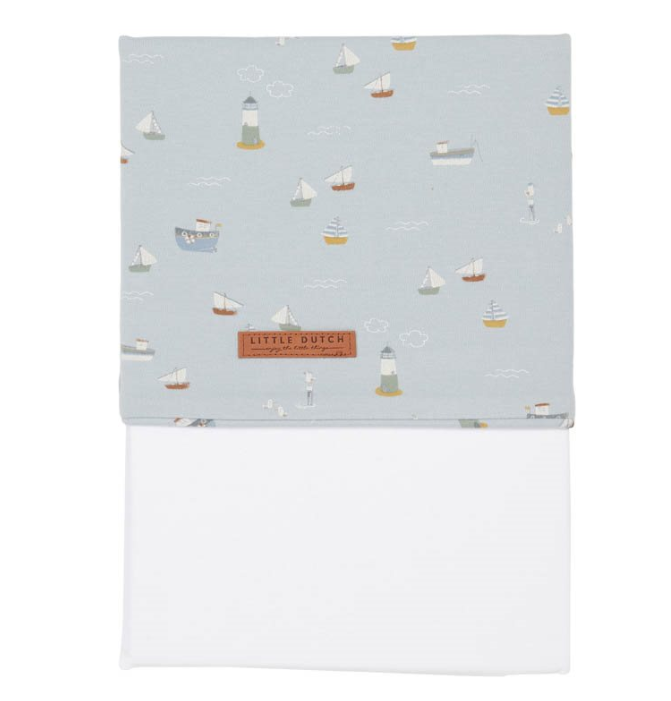 Ledikantlaken Sailors Bay 110 x 140 cm, blauw | Little Dutch