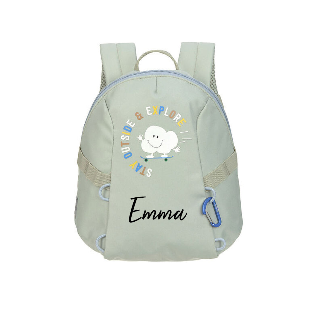 Lässig Tiny Outdoor Kindergartenrucksack Wolken Khaki mit 3,5 Liter Volumen
