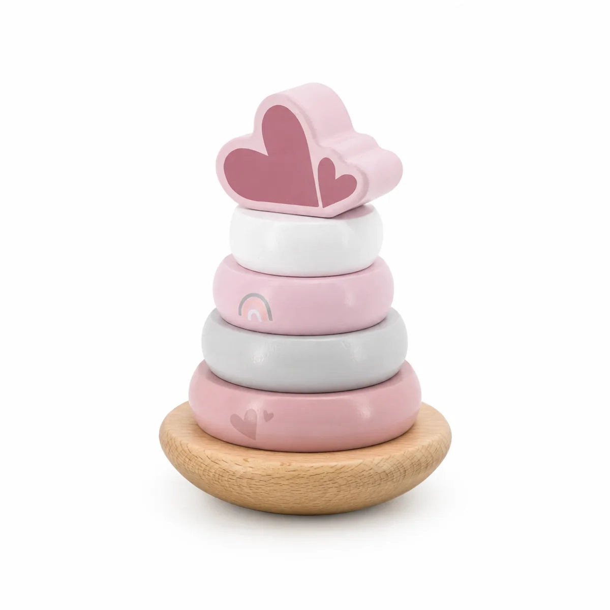 Personalisierter Holz Stapelturm Rosa von Label Label – Geschenk zur Geburt