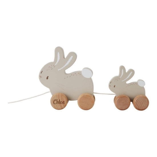 Personaliseerbaar houten trekdier Baby Bunny