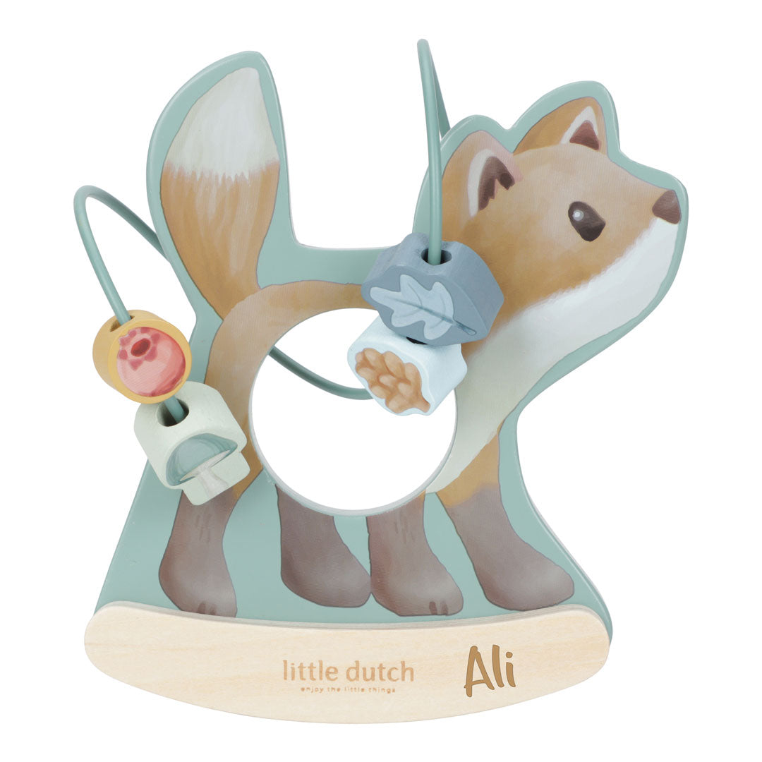 Personalisierte Fuchs-Motorikschleife mit Name als Babygeschenk