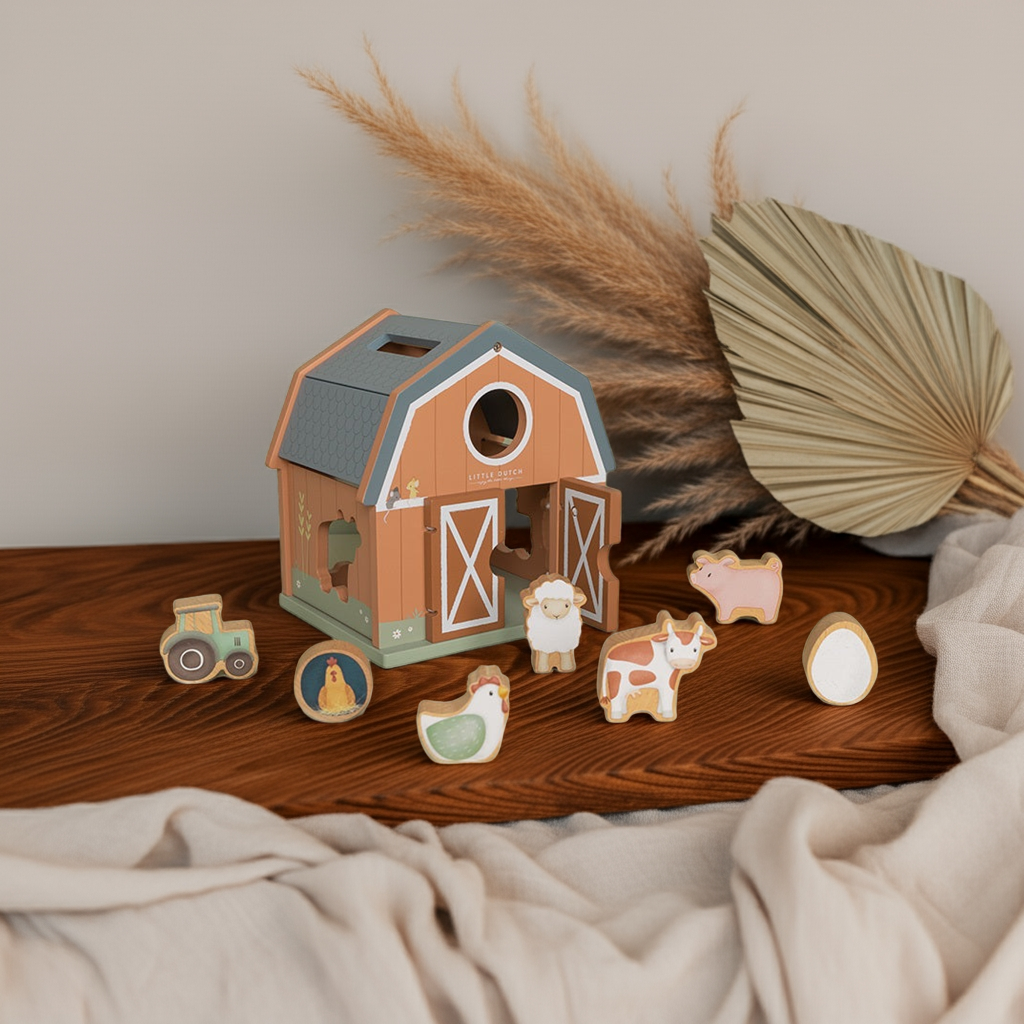 Little Dutch Little Farm Formensortierspiel – Detailansicht der Tierfiguren