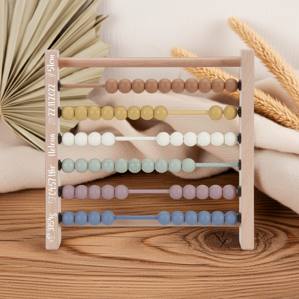 Ábaco vintage de madera – personalizable, a partir de 12 meses
