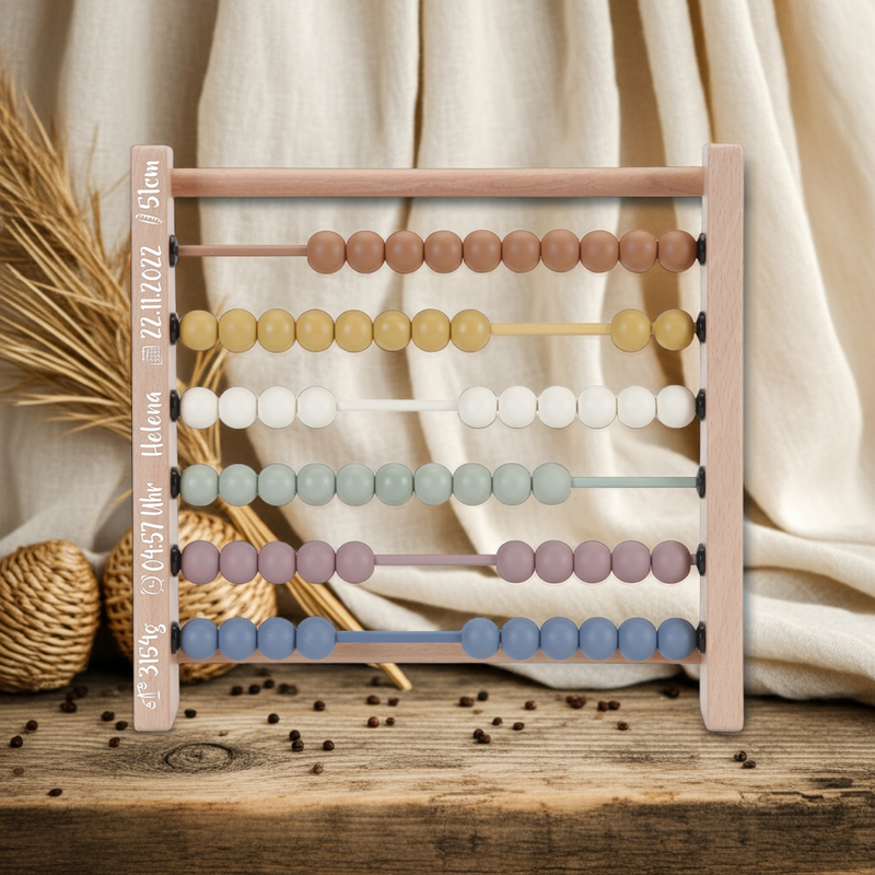 Abakus Vintage aus Holz – personalisierbar, ab 12 Monaten